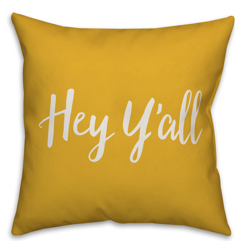 Textual Outdoor Throw Pillow, 20" H x 20" W, Yellow