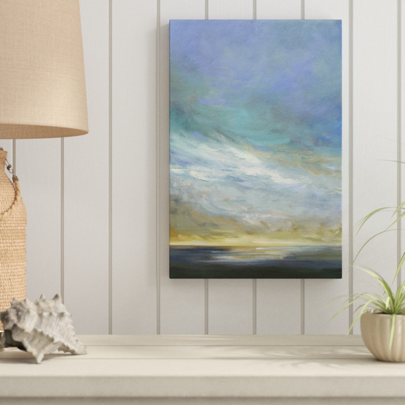 «Coastal Clouds Triptych II», peinture, H 18 po x l 12 po, Toile tendue