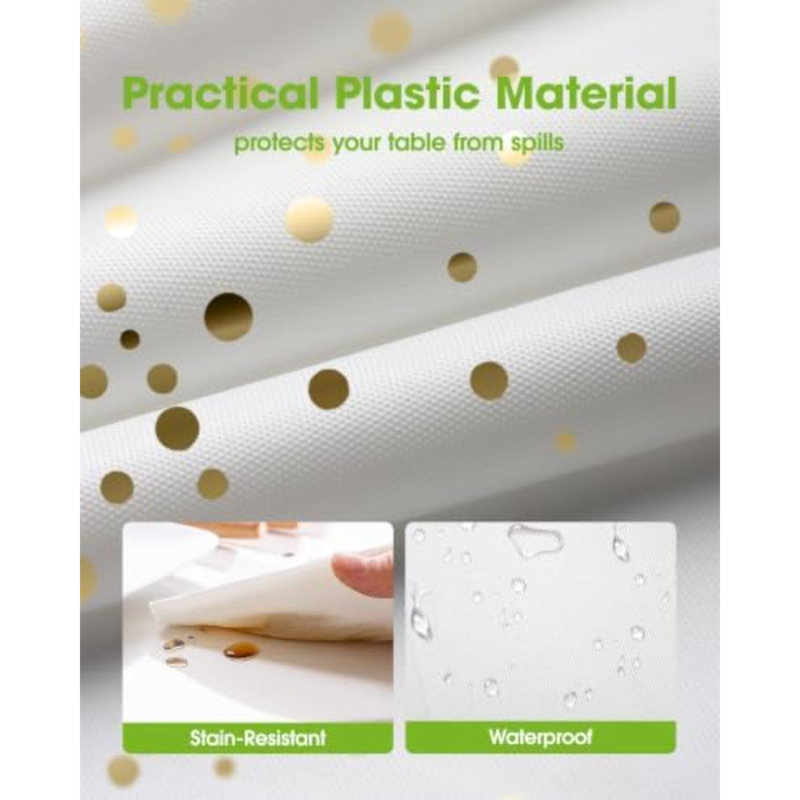 Plastic Table Cloth Disposable 10 Pack, 54 x 108 Inch Table Cloths, Graduation Decorations Class of 2025, Graduation Tablecloths, Rectangle, Plastic Cover, Leakproof & Sturdy, White and Gold