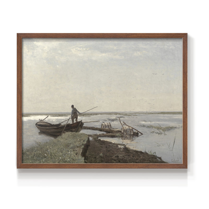 Paysages rétro-Dxxi-impression encadrée, H 11 po x l 14 po, Noyer