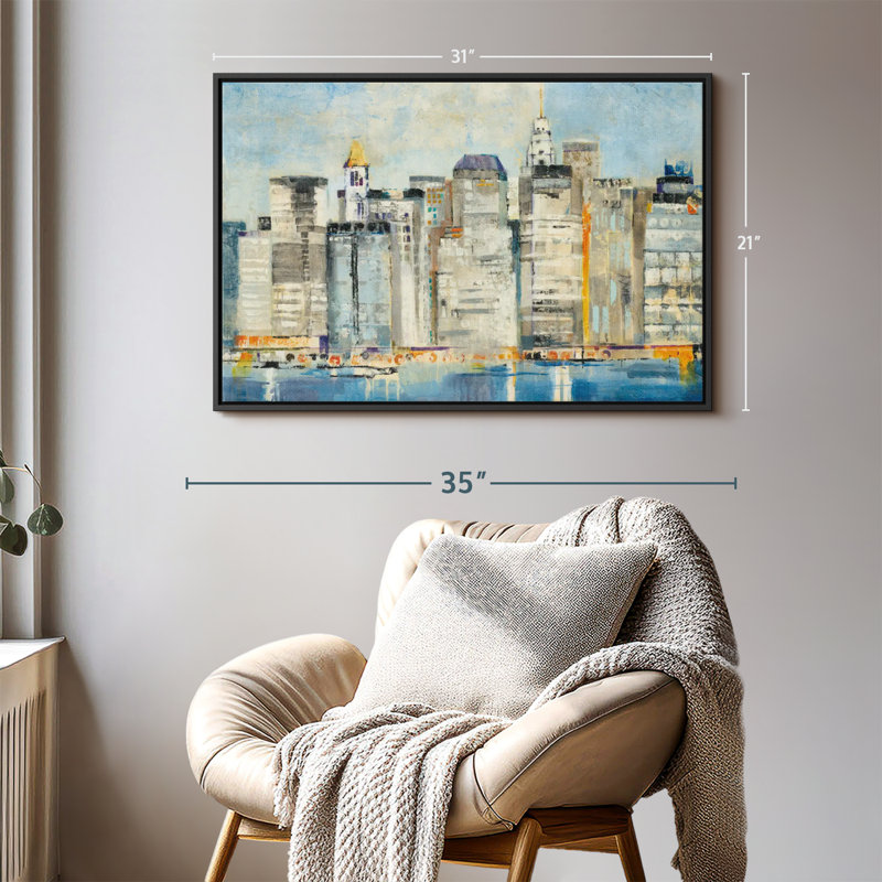 «Waterfront Skyline», reproduction sur toile, H 21 po x l 31 po