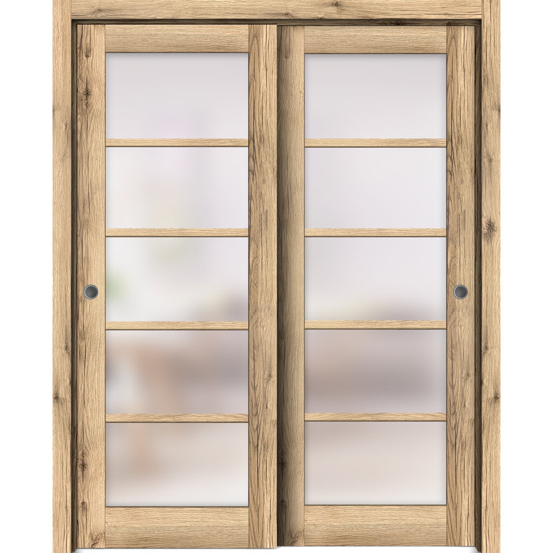 Portes à panneaux coulissantes à panneaux Quadro, 60 po x 84 po, Chêne