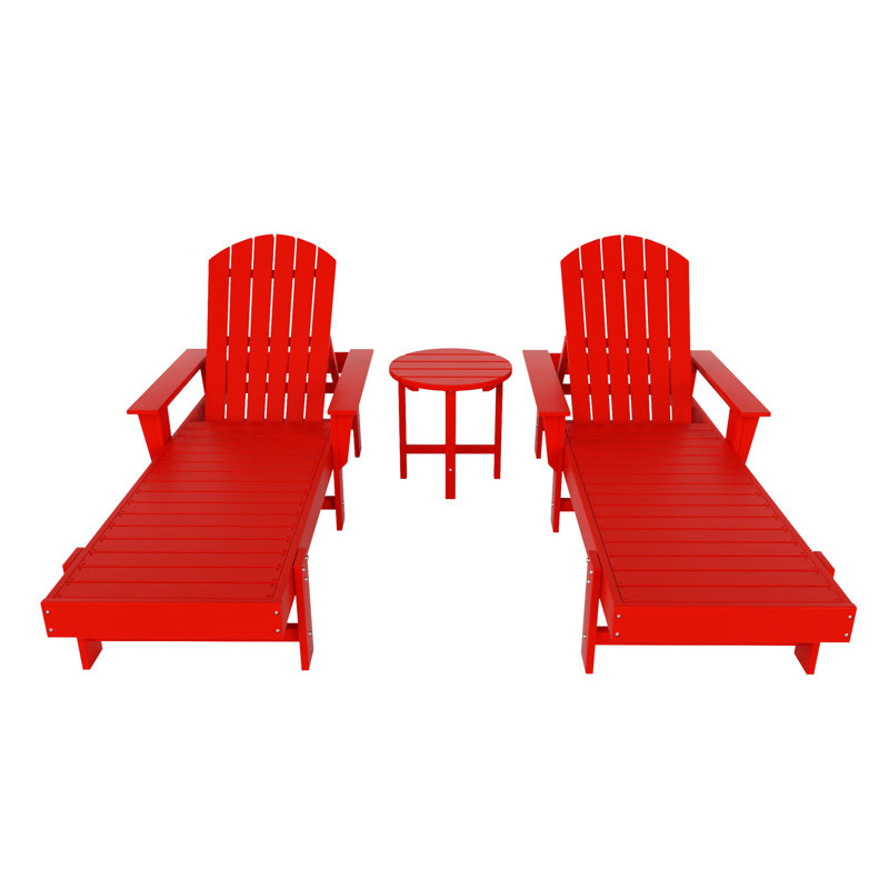 Chaise longue inclinable 77,6 po avec table Altura, Rouge