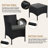  3-Piece Rattan Furniture Set with Tempered-glass Top Table and 2 Cushioned Chairs-667647946-667647947