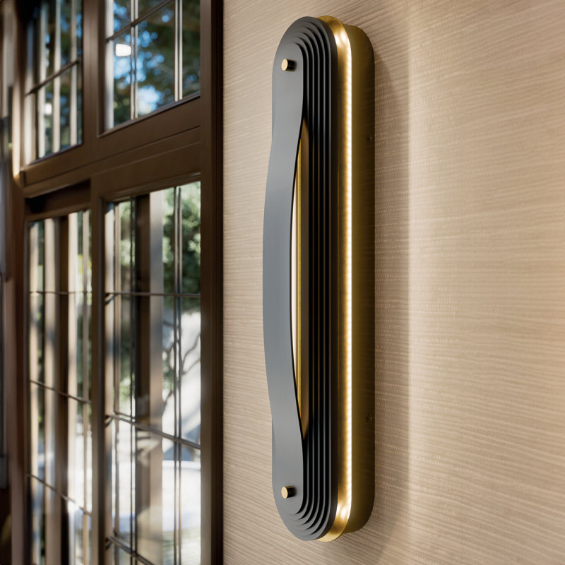 Tauri 24.5" Large LED Wall Sconce in Lacquered Brass, Lacquered Brass, 24.5" H x 5.25" W x 4" D