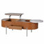Table basse à plateau relevable avec plateau tournant en marbre à 360 degrés, compartiment caché, table centrale en bois partiellement assemblée, plateau de table ovale moderne