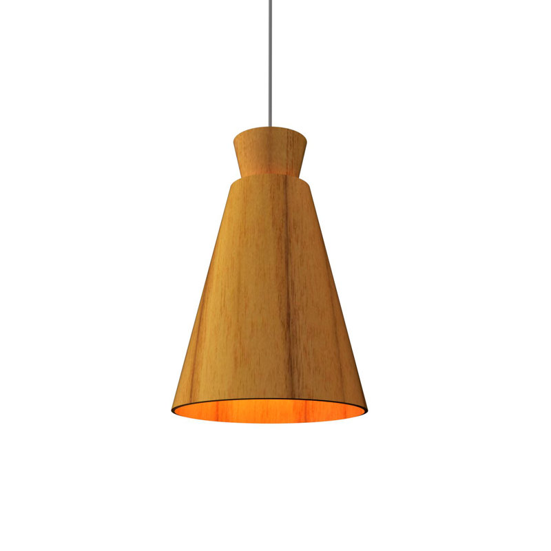 Luminaire suspendu simple à 1 lumière Conical, Teck