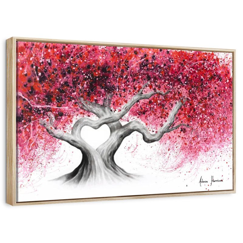 Arbres de l'amour, Cadre flottant en bois naturel, 13 po x 9 po