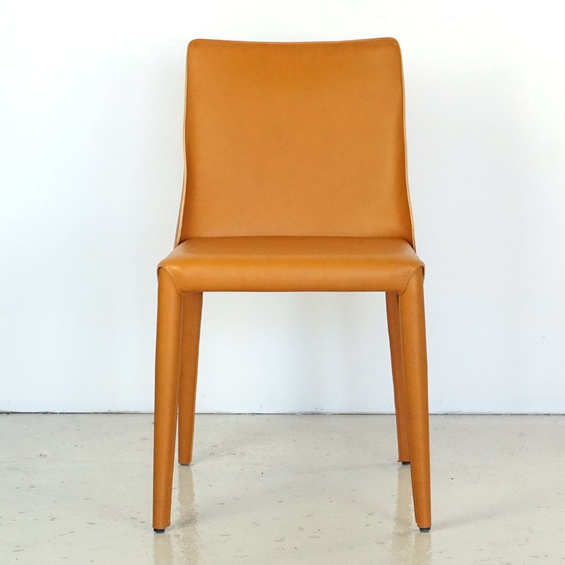 Chaise rembourrée en cuir Greysi, Orange