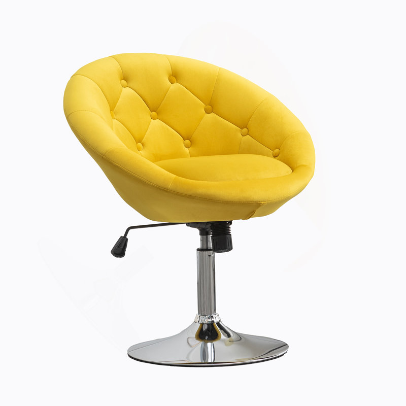 Luxueux fauteuil d'appoint pivotant capitonné avec base hydraulique et sièges confortables pour tout décor intérieur, Jaune