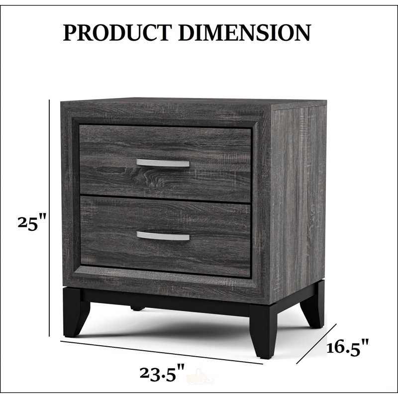 Élégante table de chevet à deux tons avec deux tiroirs et des pieds en bois, parfaite pour les chambres à coucher modernes et le rangement.