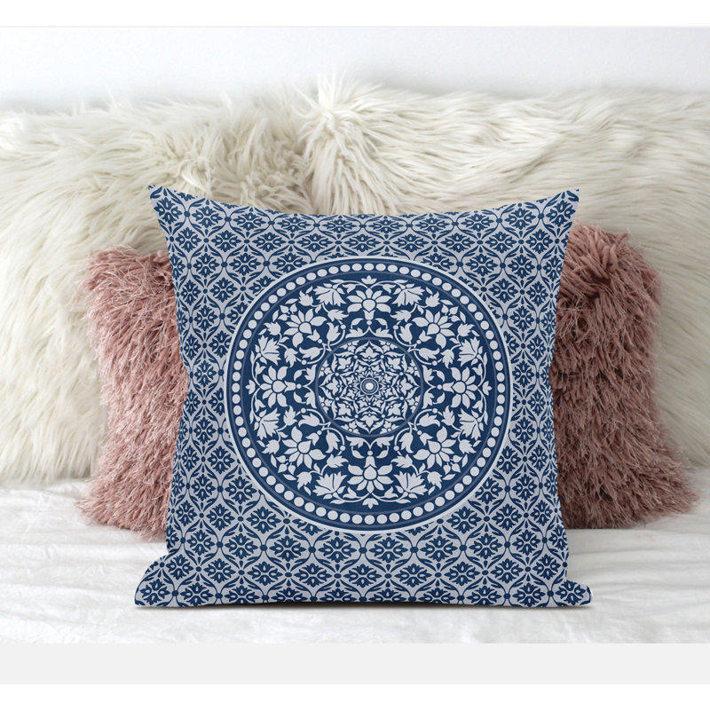 Square Throw Cushion, Blue/White, 46cm H x 46cm W