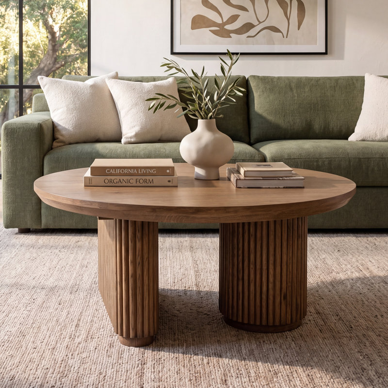 Vander Wood Round Coffee Table, Tawny Brown
