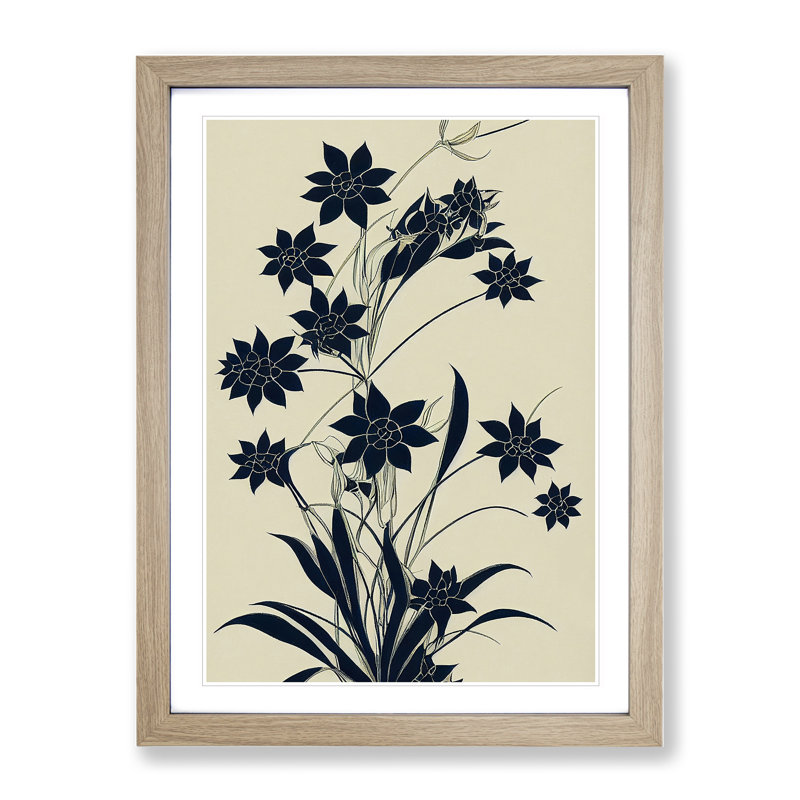 The Charming Flowers - Single Picture Frame Print, 34cm H x 25cm W x 2cm D, Oak Framed