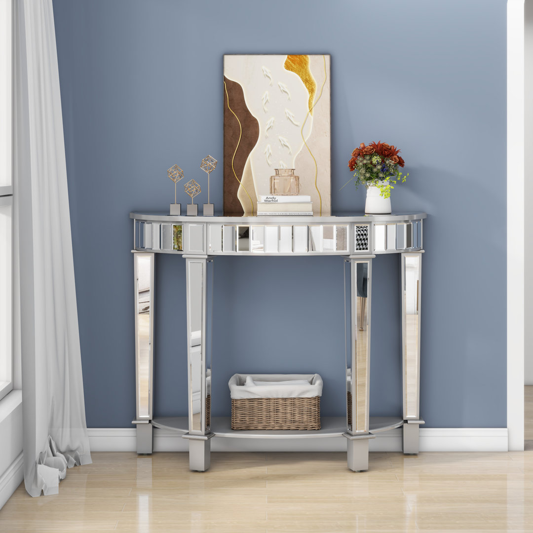 Andreja Half-Moon Console Table with Shelf