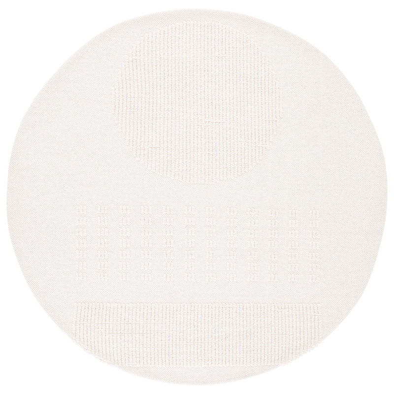 Charvik Solid Color Handmade Area Rug in Ivory, Round 6'