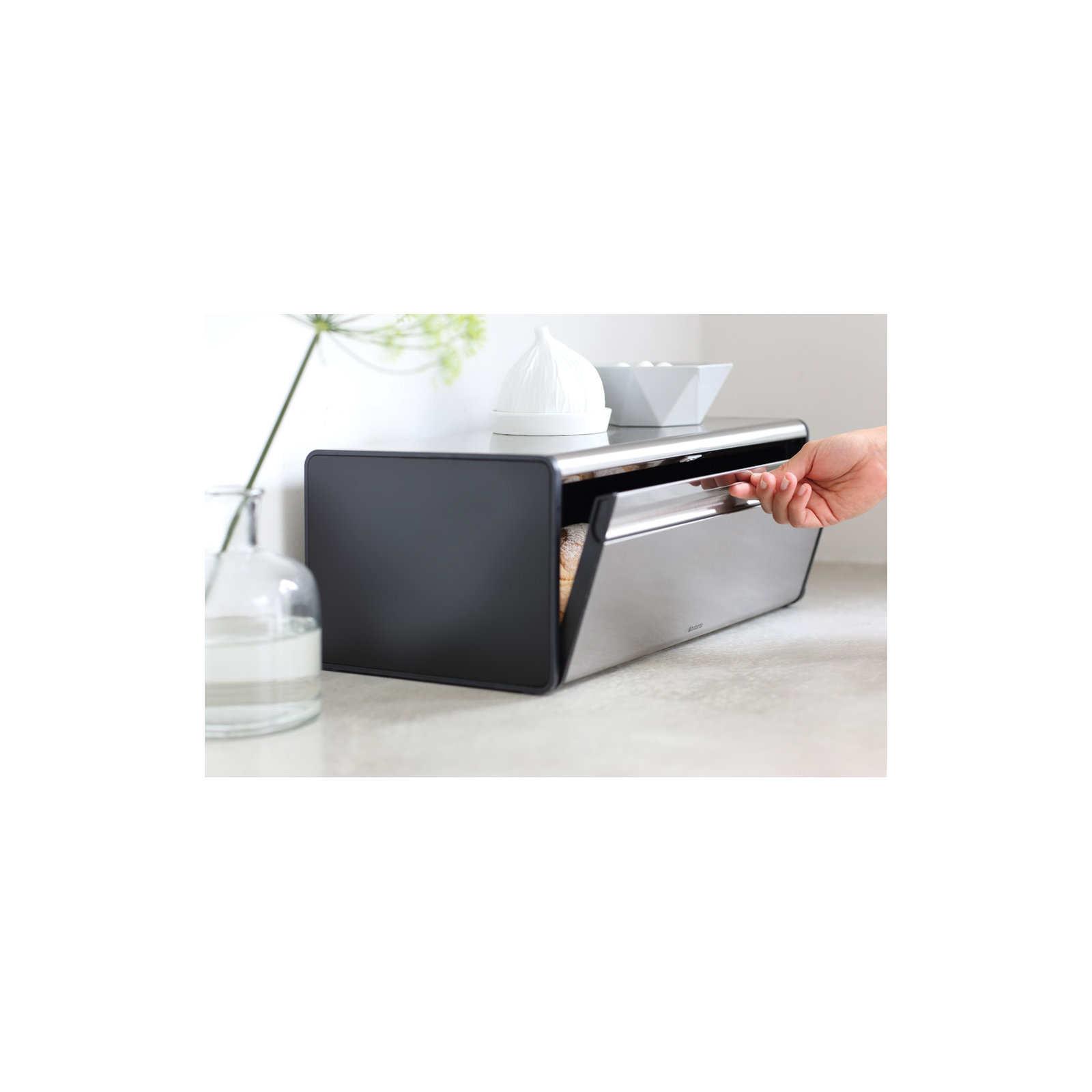 Brabantia Fall Front Bread Box, Matte Steel