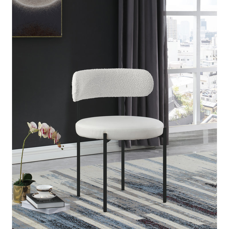 Beacon Side Chair, Cream Boucle Fabric, Matte Black