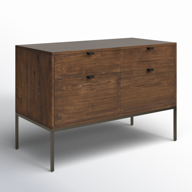 Trey 4 - Drawer Solid Wood File Cabinet, Brown