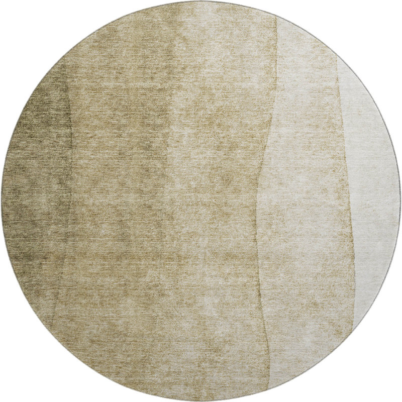 Premium Machine Washable Cerrito Taupe Rug, Round 8'
