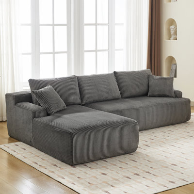 106" Modular Cloud Design Sectional Couch with L-Shape Chaise & Deep Seats, No Assembly Needed for Living Room, Gray Left