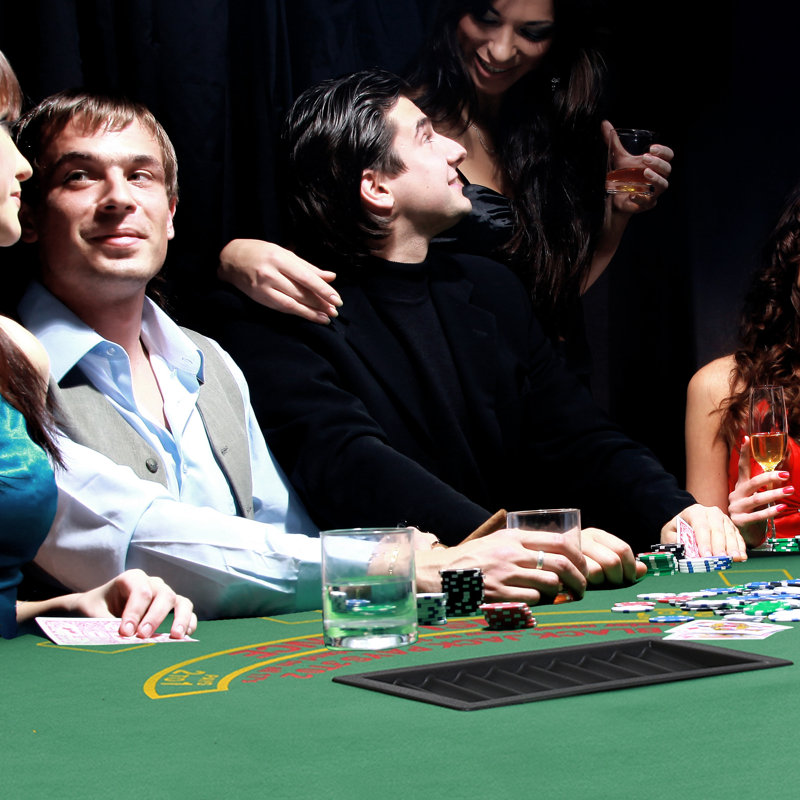 72'' Green Felt Foldable Blackjack Poker Table with Cup Holders