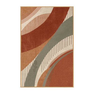 Tapis moelleux moelleux à motif abstrait bohémien en brun - reliure brun clair