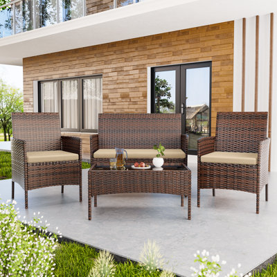 Carlina 4 - Person Patio Conversation Set with Cushions