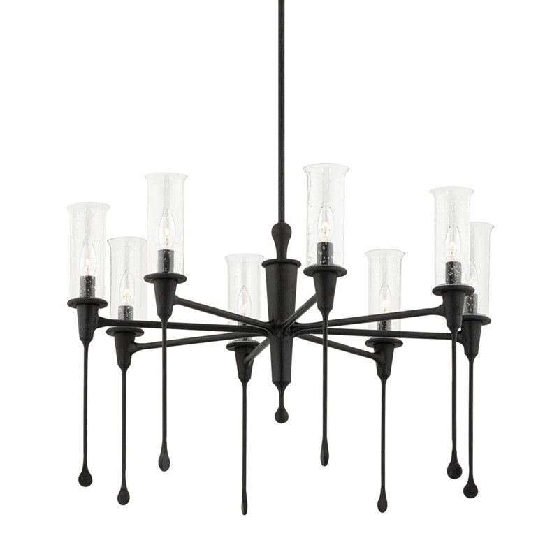Chisel 8 Light Chandelier, Black Iron