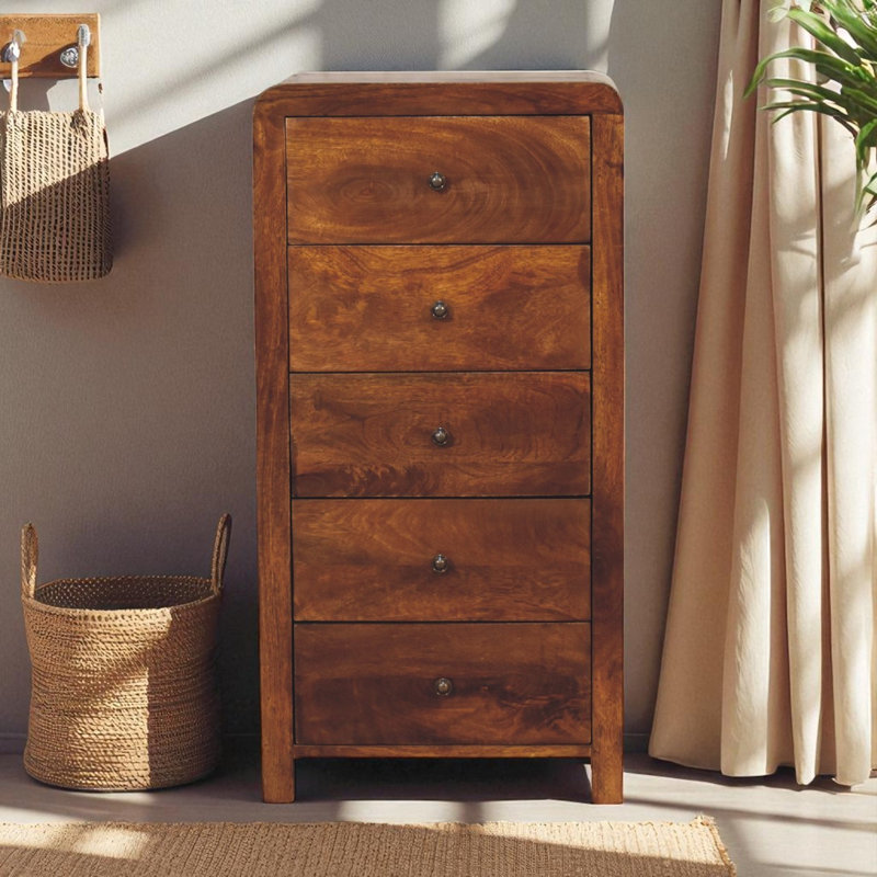 Franklintown Solid Wood 5 - Drawer Rectangle Accent Chest