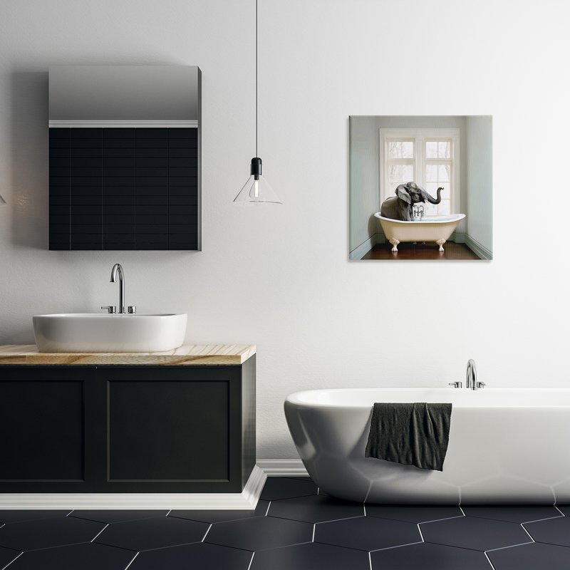 Minimal Elephant Bathtime Canvas, design by Sasha