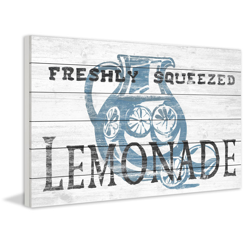 Limonade pressée - art textuel sur bois sans cadre, H 24 po x l 36 po x P 1,5 po