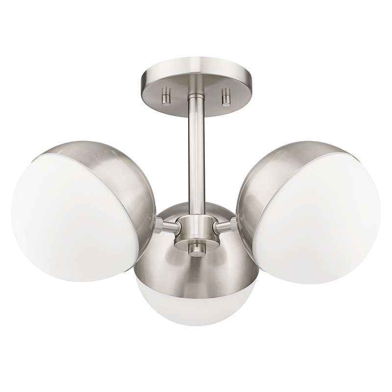 Plafonnier semi-encastré 3 lumières 17,25 po Jarne, Nickel brossé
