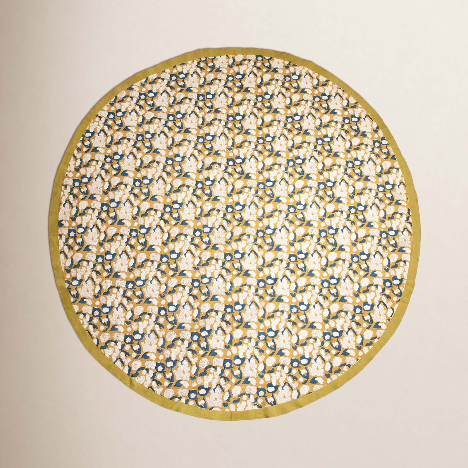Bryssa Floral Tablecloth, 70" x 70", Mustard/Blue