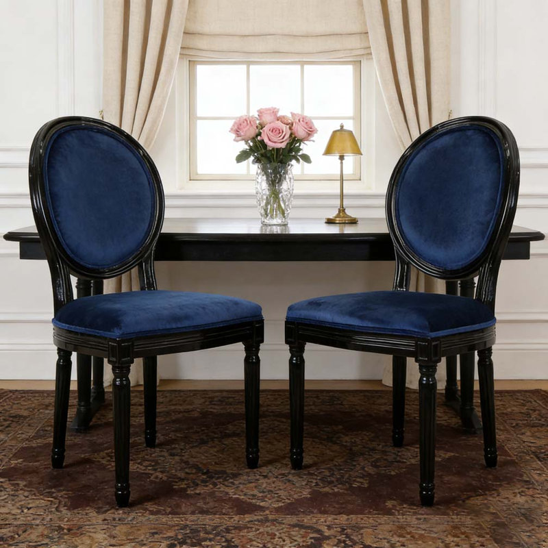 Ensemble de chaises de salle à manger, Marine, Noir
