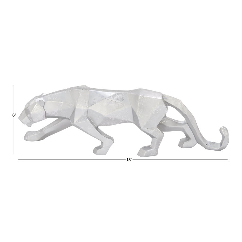 Figurine léopard, Argent, 2.53" H x 18" W x 3" D