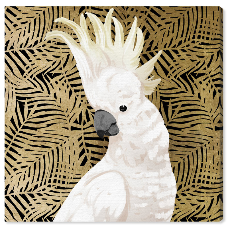 « cacatoès profile gold », peinture sur toile, H 16 po x l 16 po x P 1,5 po