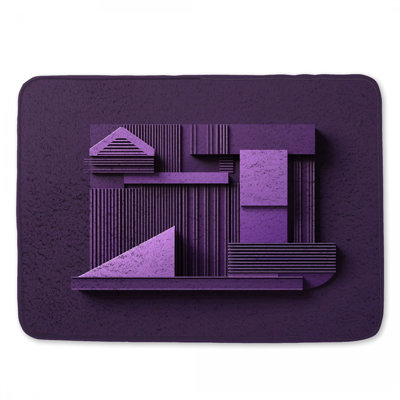 Purple Geometric Shapes Bath Mat