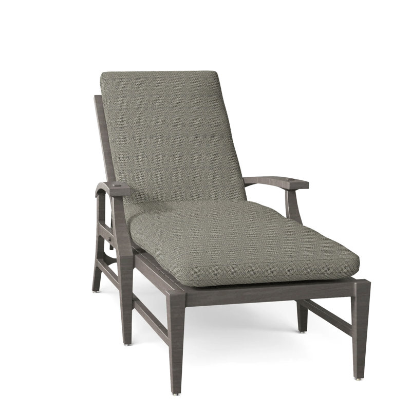 Croquet Aluminum Outdoor Chaise Lounge, No Welt, Slate Gray, Avila Natural White