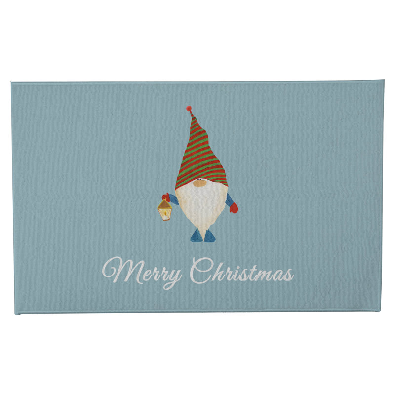 Paillasson Merry Christmas Gnome, Bleu glacier, L 21 po x L 34 po