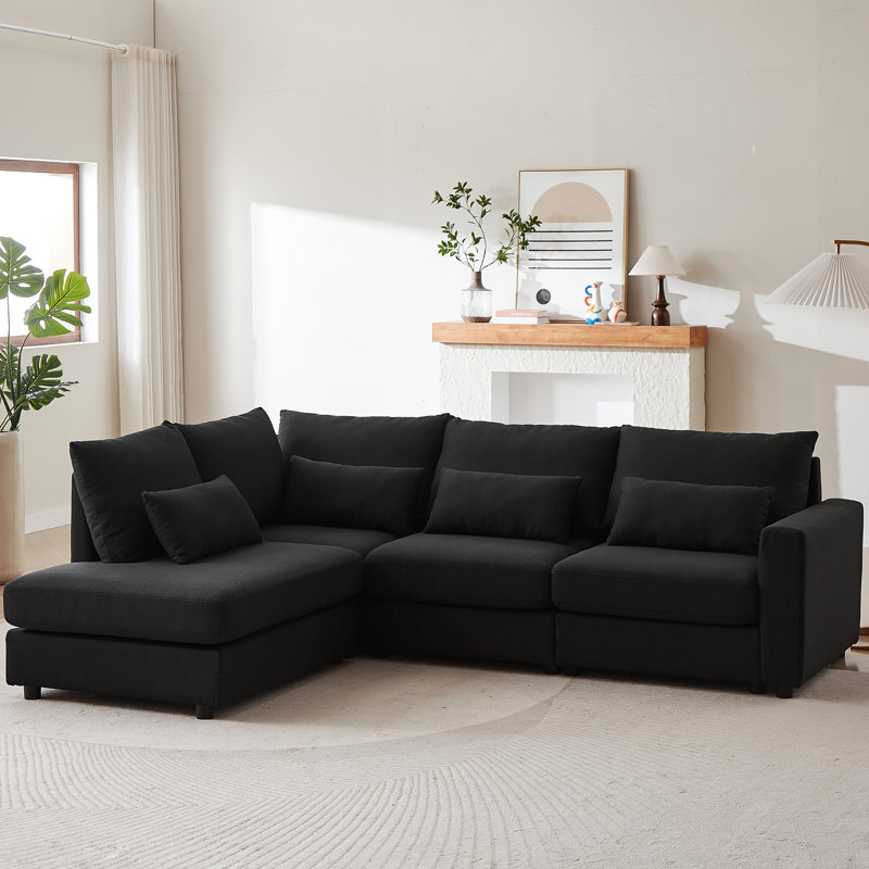 Canapé modulaire 100,2 po, Tissu noir, H 29,68 po x l 30,04 po x P 29,2 po