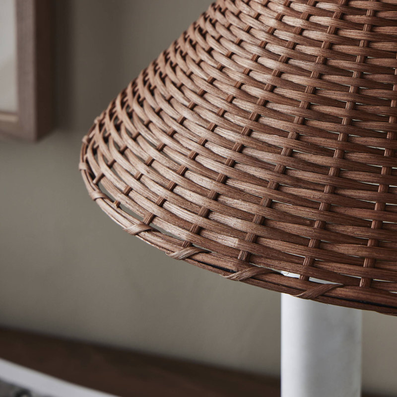 Medici Table Lamp, Brown, Rattan, White