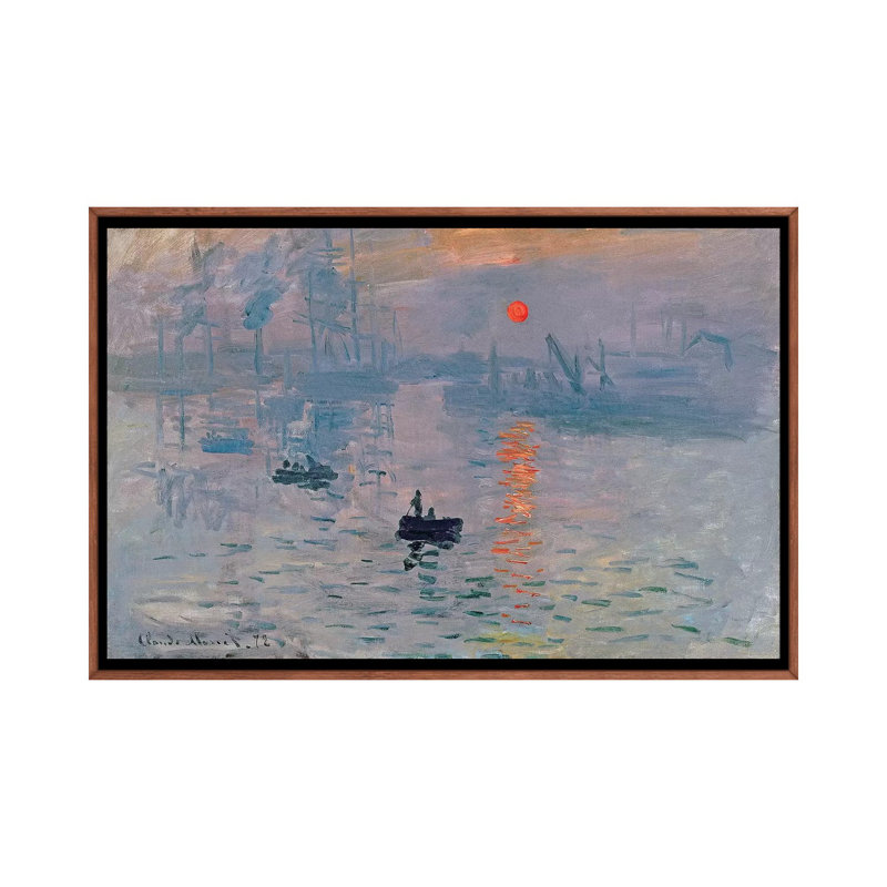 Impression: Sunrise, 1872 by Claude Monet - Painting on Canvas, 66.04 cm H x 45.72 cm W, Classic Brown Wood Framed