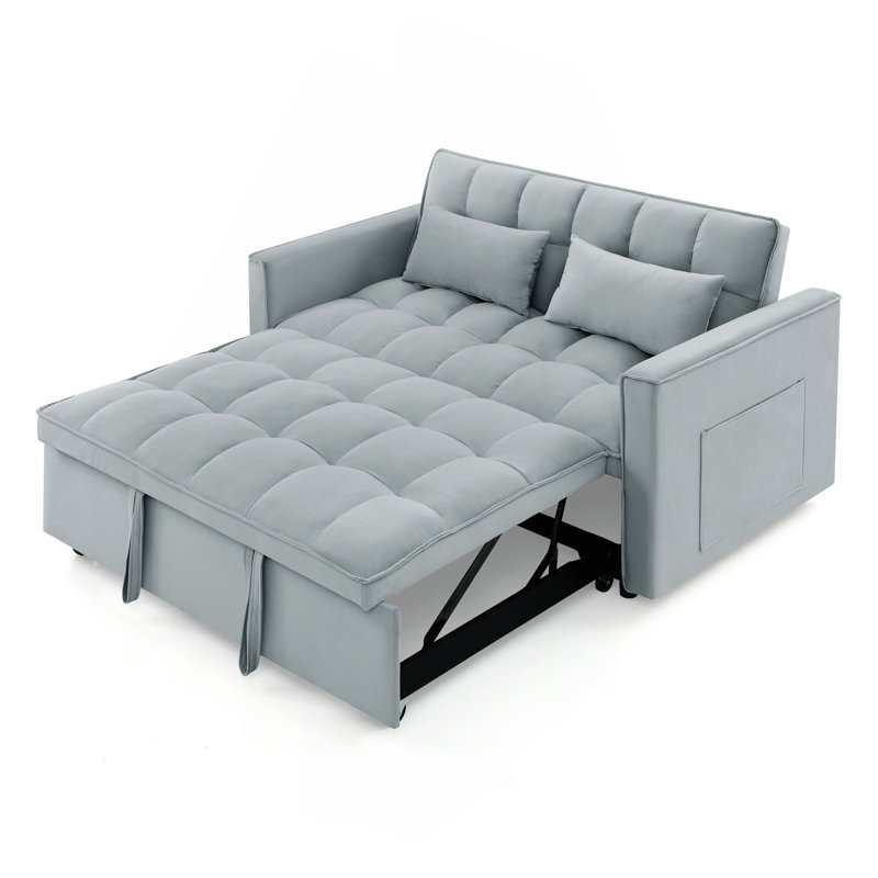 Canapé-lit pliable polyvalent de 54,33 pouces en 3 longueurs, canapé-lit moderne en velours, dossier réglable