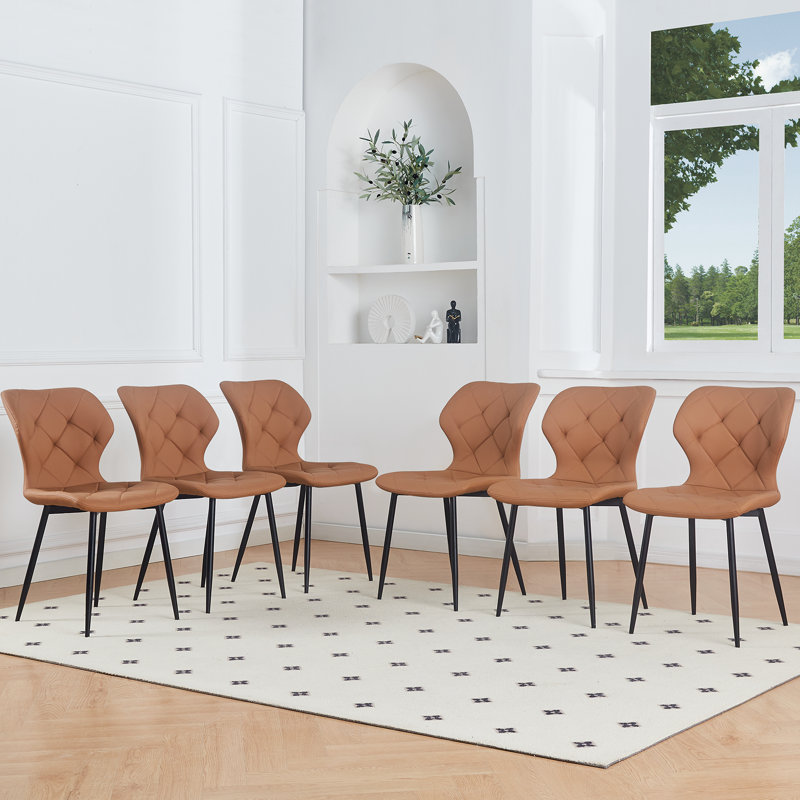 Upholstered Faux Leather Armless Dining Chair With Wraparound Backrest, Coffee