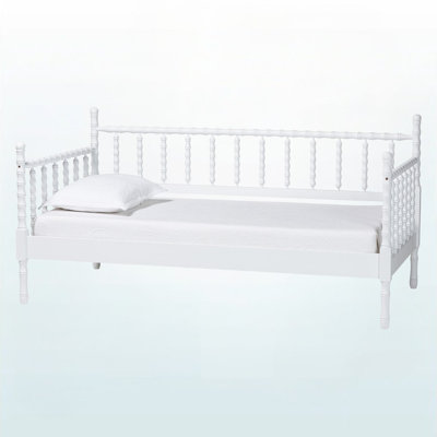 Santori White Daybed Spindle Platform Bed Frame with Bamboo-Style Turned Posts