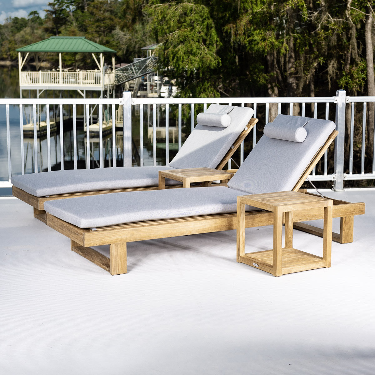 Westminster Teak Horizon Double Chaise Set Cushions Included Wayfair