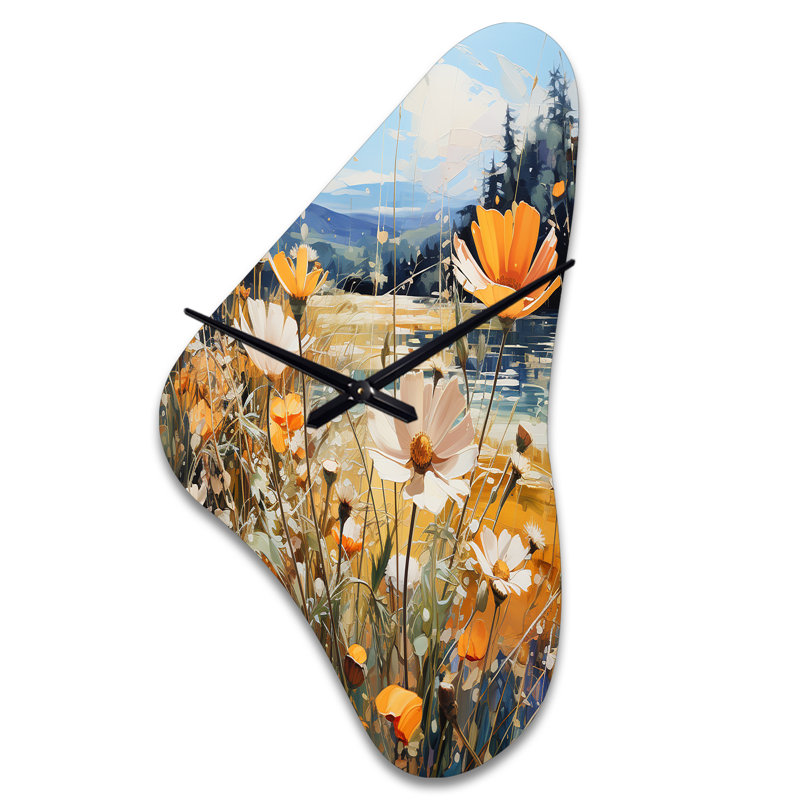 Ensoleillé, horloge murale en métal, forme unique, horloge murale Sunny Meadows, Grand