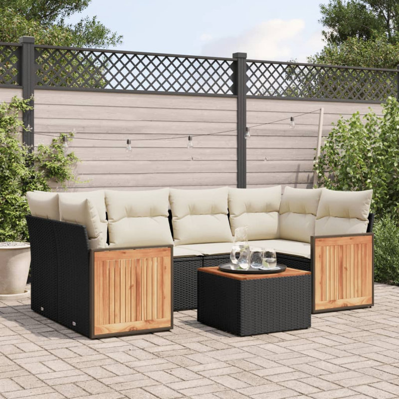 Ensemble de canapé de jardin Vidaxl noir, blanc crème