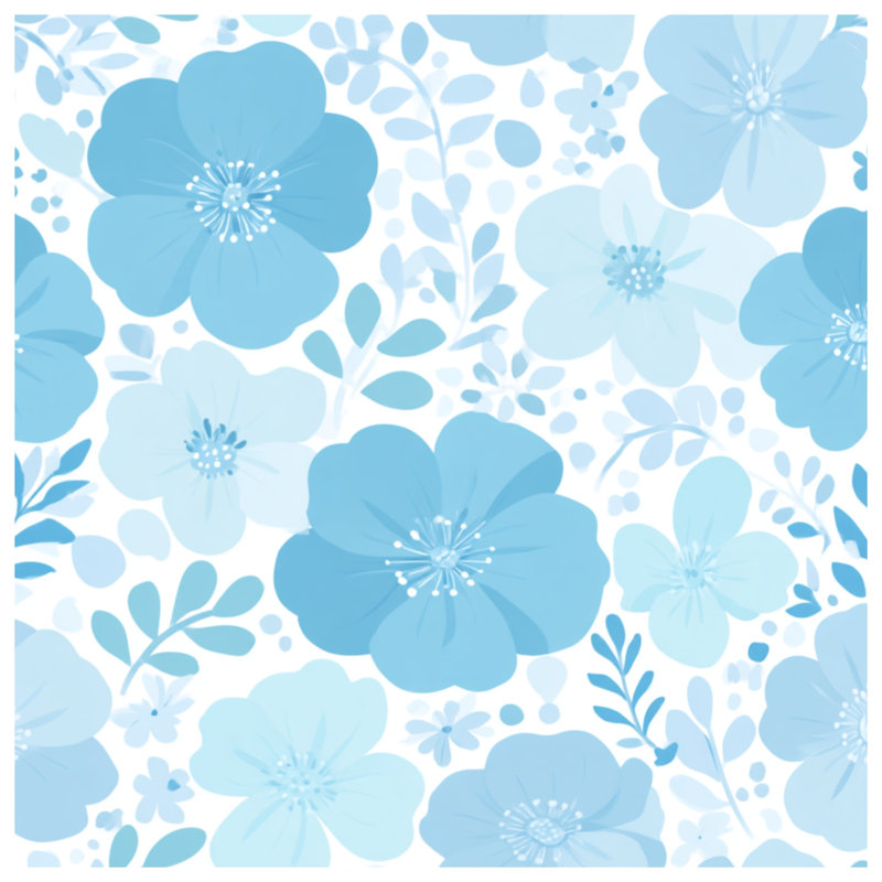 Blue Floral Pattern Quilted Bedspread All Sizes, Full / Double